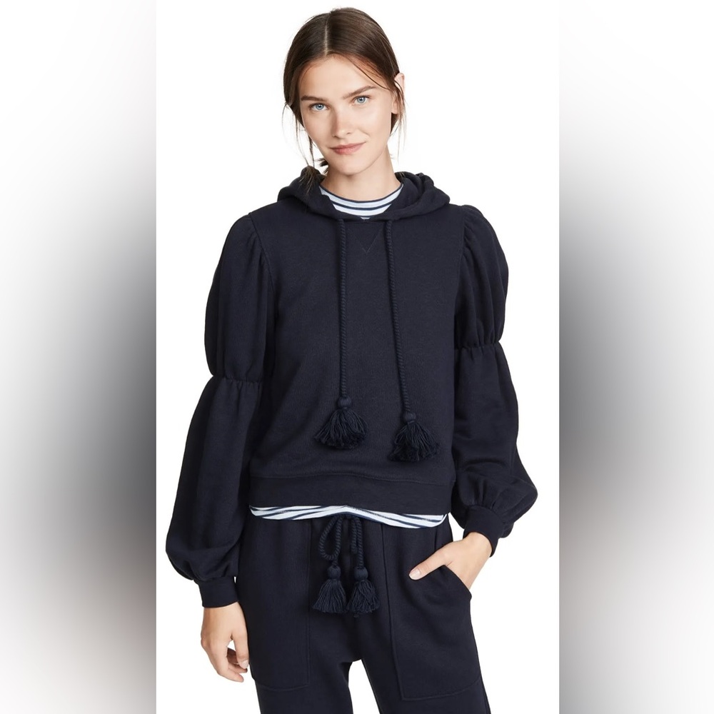Ulla Johnson Sacha Hoodie
Puff Sleeve
Tassel
Pullover
Sweatshirt
Navy
Size XS